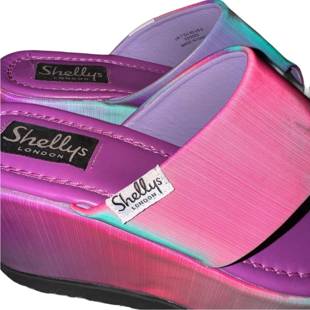 🔥HP🔥Shellys London for Dolls Kill Purple Ombre Klub Platform Wedges - Picture 8 of 13
